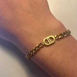 Gold bracelet 8 inches with adjustable chain. Matching necklace. Never worn